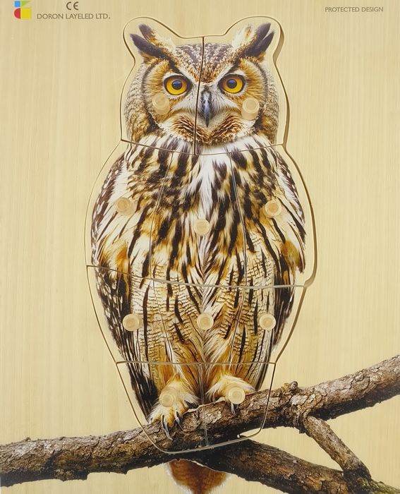 Holz-Puzzle realistisch, Eule 10 Teile